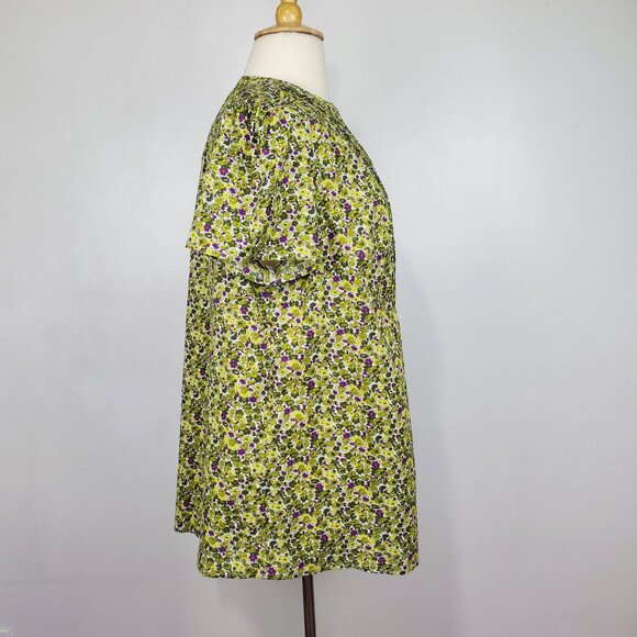 Woman Within Floral Short Sleeve Lightweight Top with Pintucking Size (18/20) L - Picture 6 of 12
